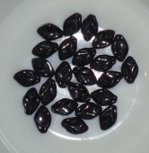 Margele sticla Cehia frunze 12x7mm negru opac lucios (23980) - 10buc