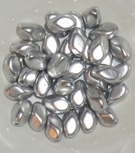 Margele sticla Cehia ovale asimetric 11x7mm argintiu metalizat (00030/01700) (1buc)