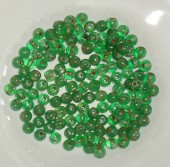 Margele sticla Cehia rotunde 4mm verde transparent cu pete antichizate (50020/86805) - 50buc