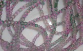 Margele sticla inghetate rose-verde cu foita de aur 4mm - sirag cca 100buc