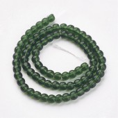 Margele sticla rotunde 4mm verde smarald transparent - sirag cca 80buc