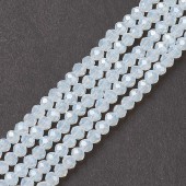 Margele sticla Rotunde Fatetate 4mm alb translucid cu luciu perlat - sirag cca 100buc