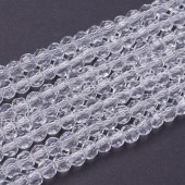 Margele sticla Rotunde Fatetate 4mm alb transparent - sirag cca 100buc