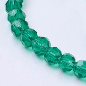 Margele sticla Rotunde Fatetate 4mm verde marin transparent - sirag cca 100buc
