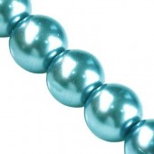 Perle sticla albastru azur 10mm - 10buc