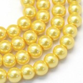 Perle sticla galben auriu 10mm - 10buc