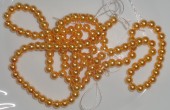 Perle sticla galben mustar 6mm, calit. 1 - sirag cca 70buc