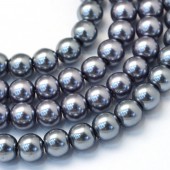 Perle sticla gri inchis 3mm - cca 220buc