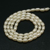 Perle sticla Ovale 9x6mm ivory - sirag cca 44 buc