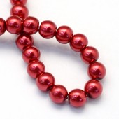 Perle sticla rosii 6mm - sirag cca 140buc