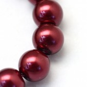 Perle sticla rosu inchis 12mm - 10buc