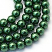 Perle sticla verde smarald 8mm - sirag cca 100buc