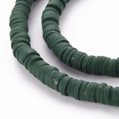 Sirag rondele distantiere FIMO verde smarald inchis 6mm diam. (Heishi) - sirag 40 cm